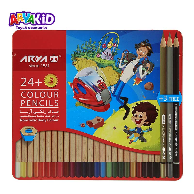 مداد رنگی 24 رنگ فلزی آریا7